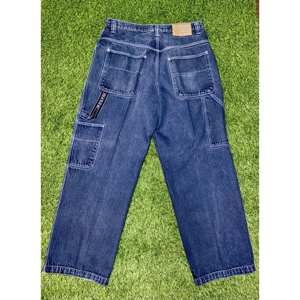 Vtg 90s Y2K Edge Baggy Carpenter Jeans Denim Skater Hip Hop Wide Leg Blue